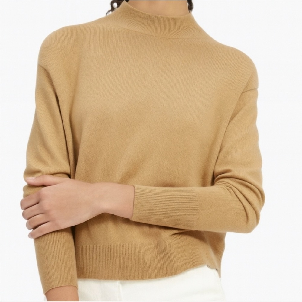 Everlane mock neck cashmere sweater in camel